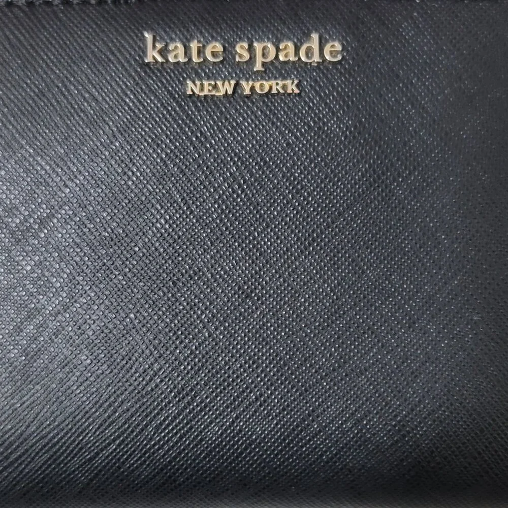 Kate Spade Staci Black Saffiano Leather Wallet with Zip Coin Pocket